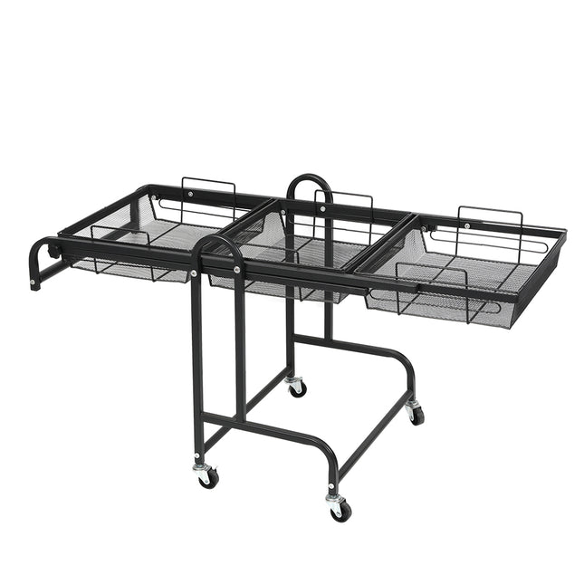 Levede 3 Tier Kitchen Trolley Cart Swivel Black Colour-1975420477254012929