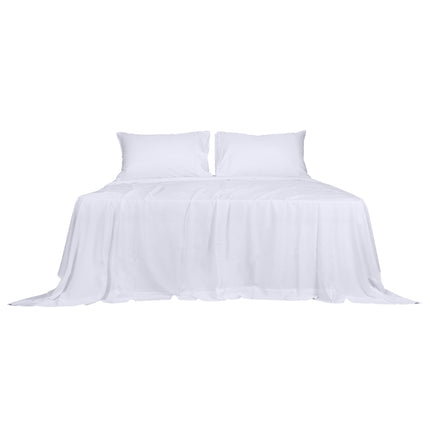 Dreamz 4pcs Double Size 100% Bamboo Bed Sheet Set in White Colour-1973194025729134593
