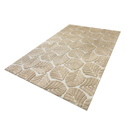 Marlow Floor Rug Soft Embossed Carpet Non Slip Plush Shaggy Rugs Leaf Pattern-1973193450954297345