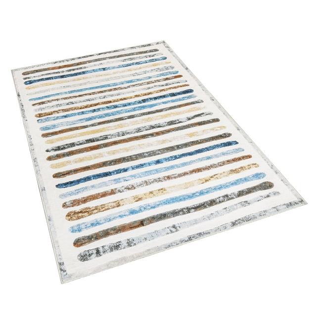 Marlow Floor Rug Short Pile Washable Carpet Soft Plush Non Slip Stripe 80x120-1954802390309933057