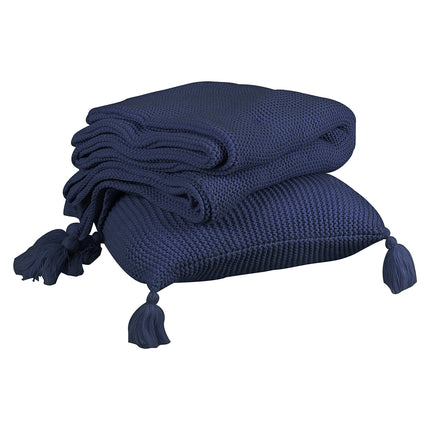 DreamZ Knitting Throw Blanket Cushion Navy-1954802942037069825