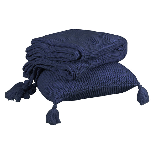 DreamZ Knitting Throw Blanket Cushion Navy-1954802942037069825