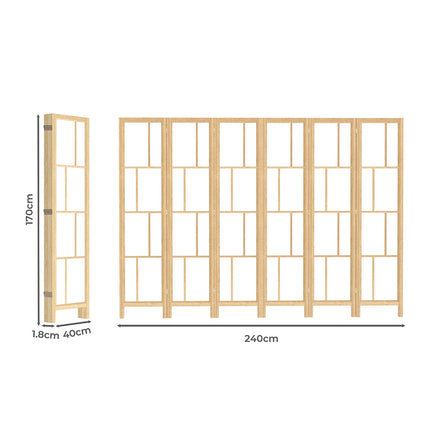 Levede 6 Panel Room Divider 170cm Freestanding Screen-1973194197183893506