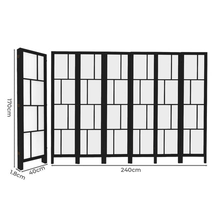 Levede 6 Panel Room Divider 170cm Freestanding Screen-1973194196961595394