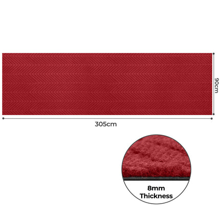Marlow Extra Large Floor Rug Non Slip 90cm x 305cm Red-1975420340859441154