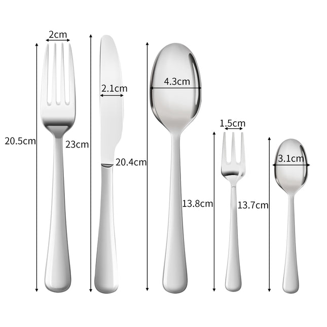 Cutlery Set Stainless Steel Knife Fork Silver-1975420476872331266