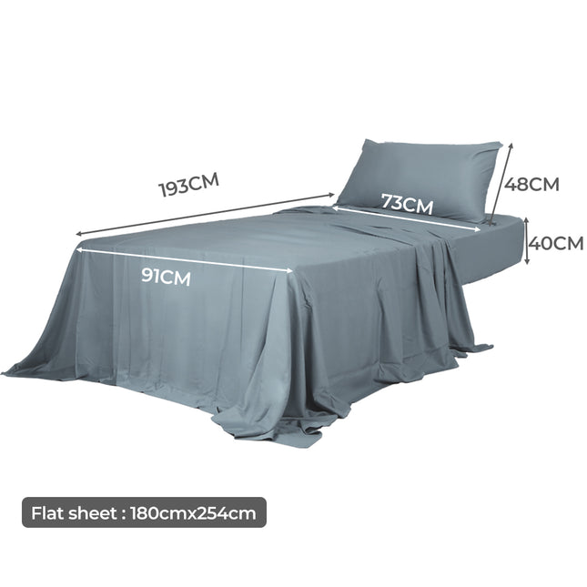 Dreamz 3pcs Sinigle Size 100% Bamboo Bed Sheet Set in Grey Colour Single-1954802921581449218