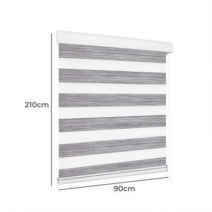 Marlow Blackout Zebra Roller Blind Curtains 90x210 Grey-1973194066216751106