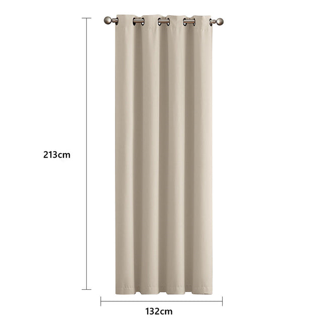 2x Blockout Curtains Panels 3 Layers Beige CD1003-132X213-GR-1973194062643204098