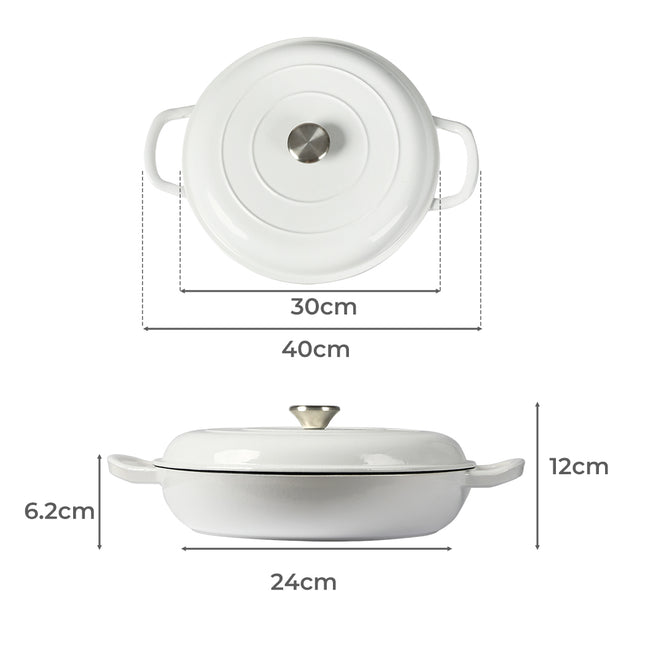 TOQUE 3.5L Enamel Dutch Oven Pan in White Colour-1954802796725407746