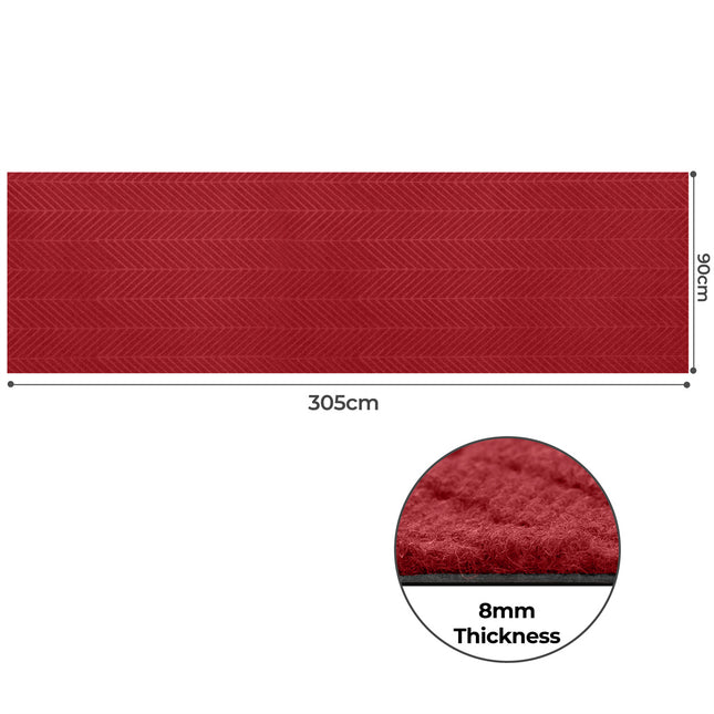 Marlow Extra Large Floor Rug Non Slip 90cm x 305cm Red-1954802463102078978