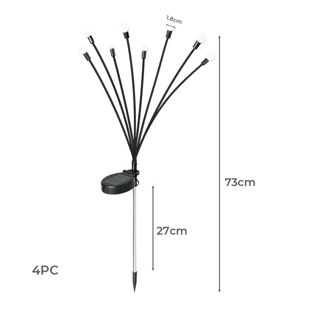 Firfly Solar Lawn Lights 8LED 4PC Outdoor Black-1973193958083399682