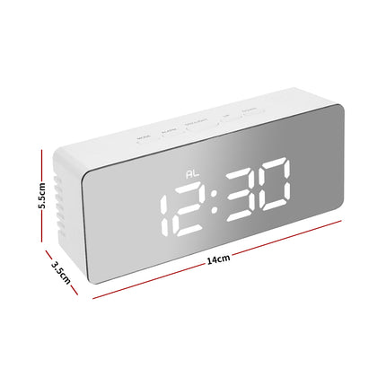 Alarm Clock Digital Led Mirror Desk Silver-1954802723509637122