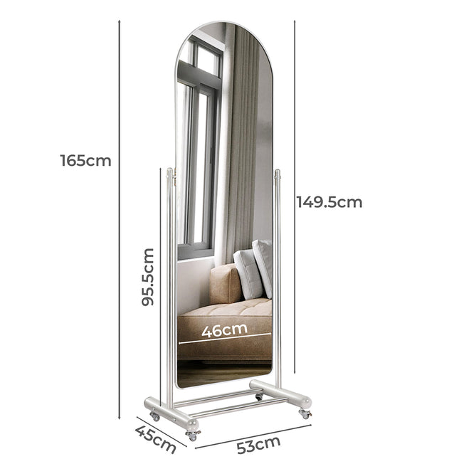 Yezi 165CM Movable Arch Full Length Mirror-1954802411772186626
