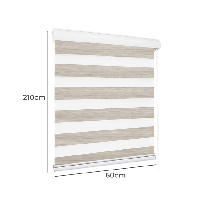 Marlow Blackout Zebra Roller Blind Curtains 60x210 Beige-1954802974706503682