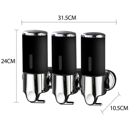 3 Bottles Bathroom Shower Soap Dispenser Black-1954802726349180930