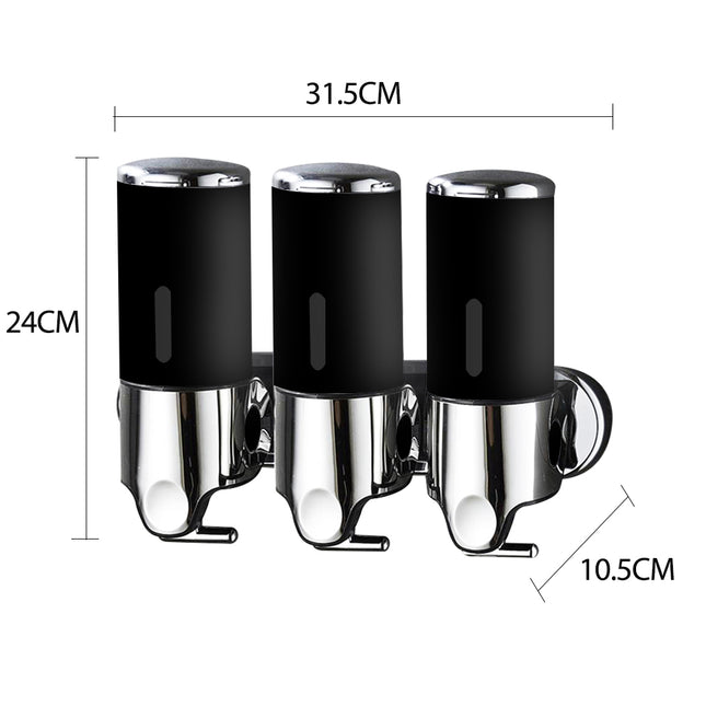 3 Bottles Bathroom Shower Soap Dispenser Black-1954802726349180930