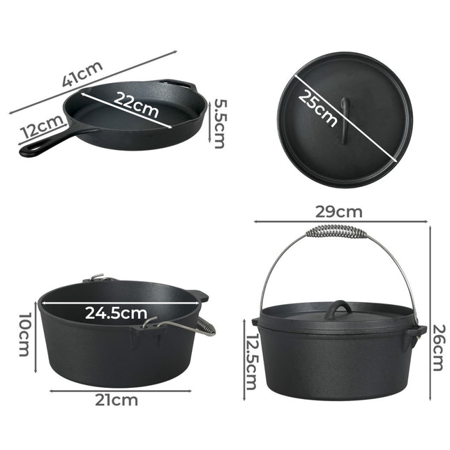 Toque 3PCS Cast Iron Frying Pan and Cast Iron Pot Set-1960920176627159042