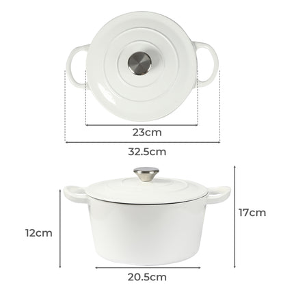 TOQUE 4L Enamel Dutch Oven Pot in White Colour-1954802796066902018