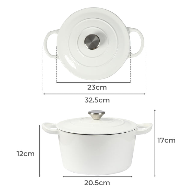 TOQUE 4L Enamel Dutch Oven Pot in White Colour-1973193930958835714