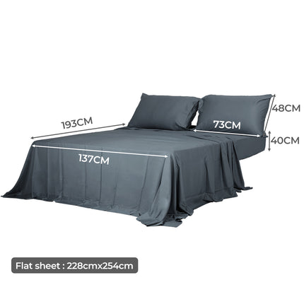 Dreamz 4pcs Double Size 100% Bamboo Bed Sheet Set in Charcoal Colour-1954802918817402882