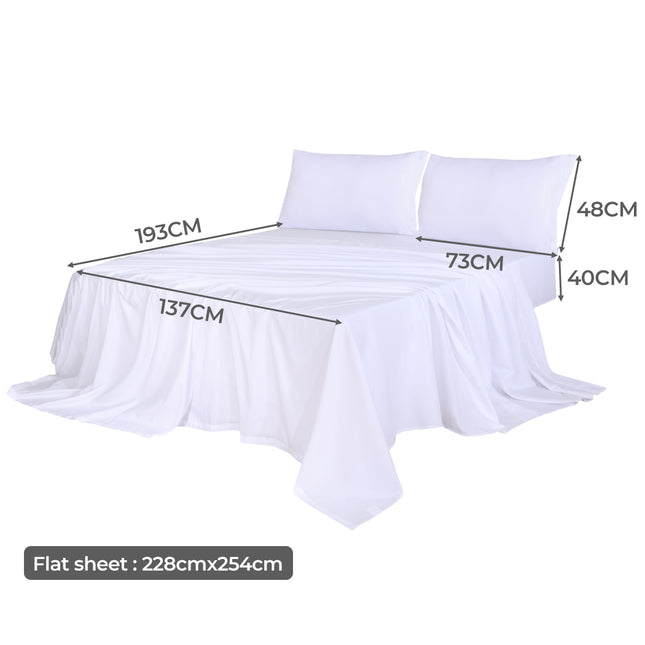 Dreamz 4pcs Double Size 100% Bamboo Bed Sheet Set in White Colour-1954802919341690882