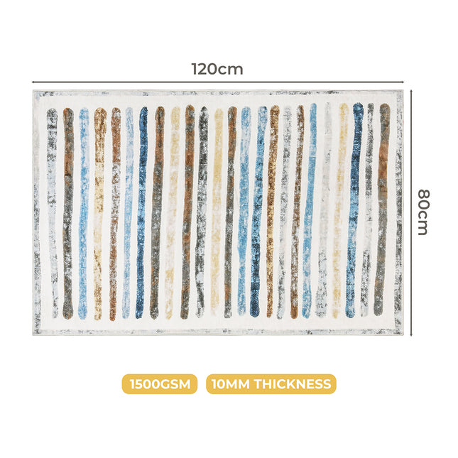 Marlow Floor Rug Short Pile Washable Carpet Soft Plush Non Slip Stripe 80x120-1954802390309933058
