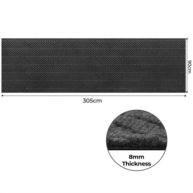 Marlow Extra Large Floor Rug Non Slip 90cm x 305cm Grey-1975420340691668994