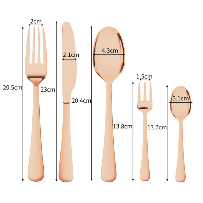 Stainless Steel Cutlery Set Glossy Knife Rose Gold-1973193929646018562