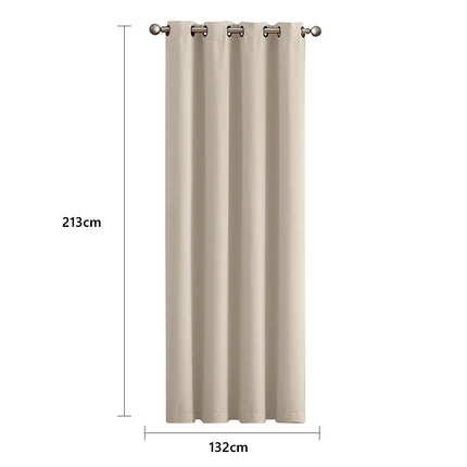 2x Blockout Curtains Panels 3 Layers Beige CD1003-132X213-GR-1954802970528976898