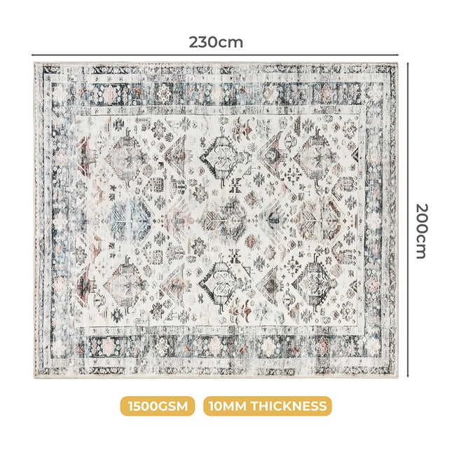 Marlow  Floor Rug Vintage Short Pile Washable Carpet Soft Plush Non Slip 200x230-1954802389211025410