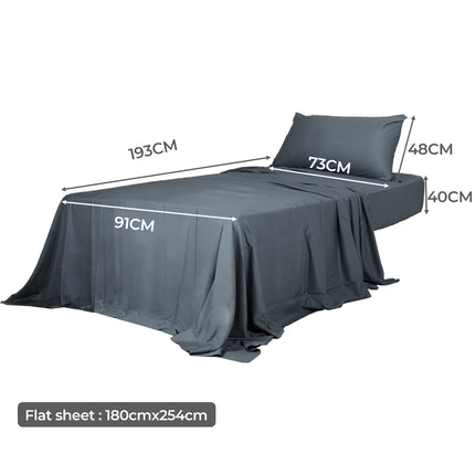 Dreamz 3pcs Sinigle Size 100% Bamboo Bed Sheet Set in Charcoal Colour Single-1954802921380122626