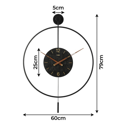 Yezi Round Wall Clock 60cm Large Modern Home Decoration-1954802445200789506