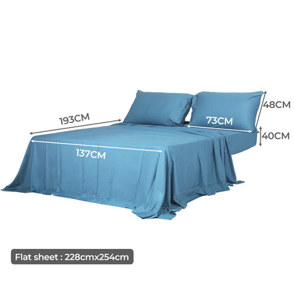 Dreamz 4pcs Double Size 100% Bamboo Bed Sheet Set in Blue Colour-1973194025158709250
