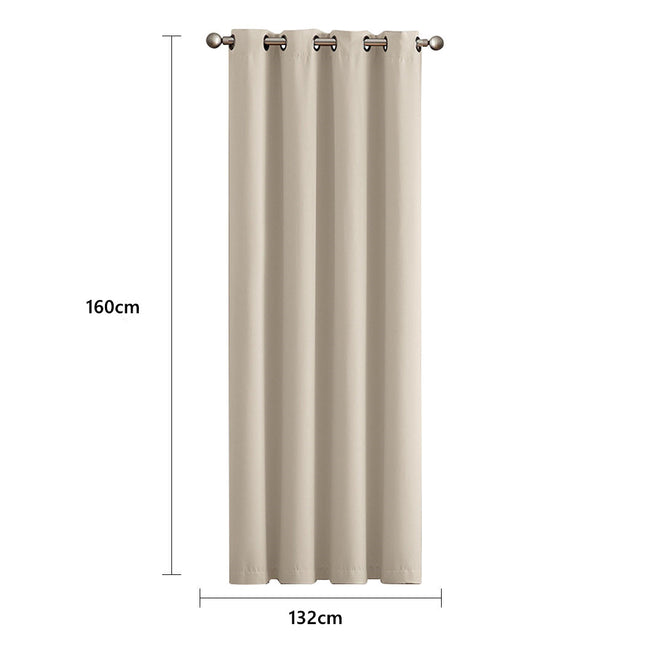 2x Blockout Curtains Panels 3 Layers Beige-1973194061905006594