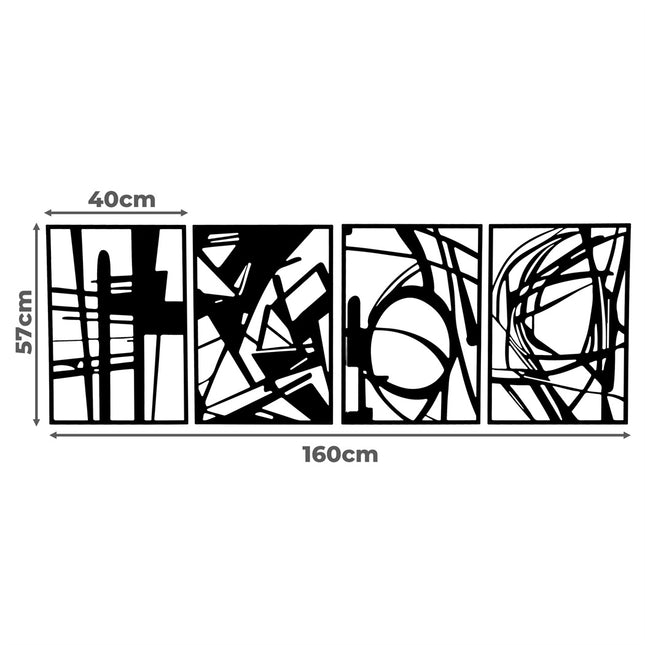 Yezi Metal Wall Art 4Pcs Abstract Minimalist Line Decor-1954802471444549634