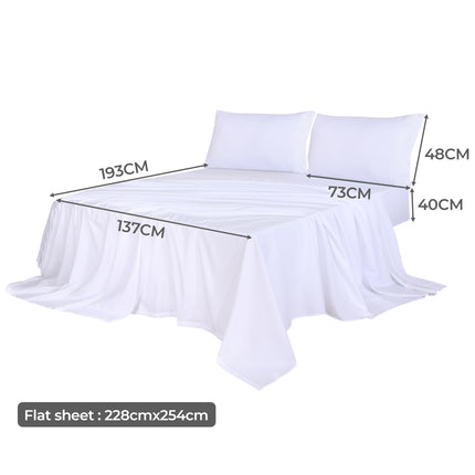 Dreamz 4pcs Double Size 100% Bamboo Bed Sheet Set in White Colour-1973194025729134594