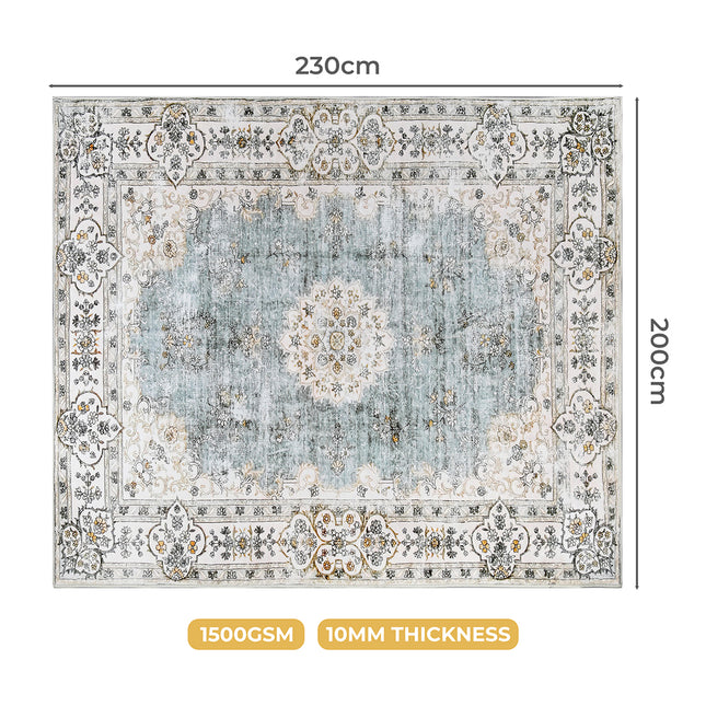 Marlow Floor Rug Short Pile Washable Vintage Carpet Soft Plush Non Slip 200x230-1975420390847156226