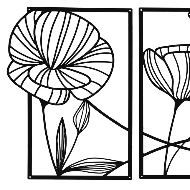 Yezi Metal Wall Art 4Pcs Floral Minimalist Line Decor-1973193531543654403