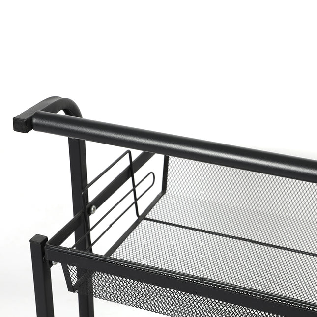 Levede 3 Tier Kitchen Trolley Cart Swivel Black Colour-1954802798449266693