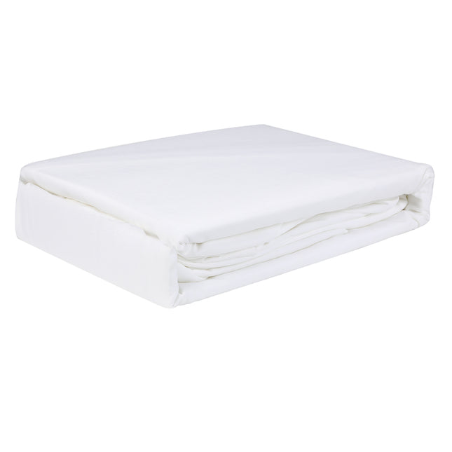 Dreamz 4pcs Double Size 100% Bamboo Bed Sheet Set in White Colour-1973194025729134597