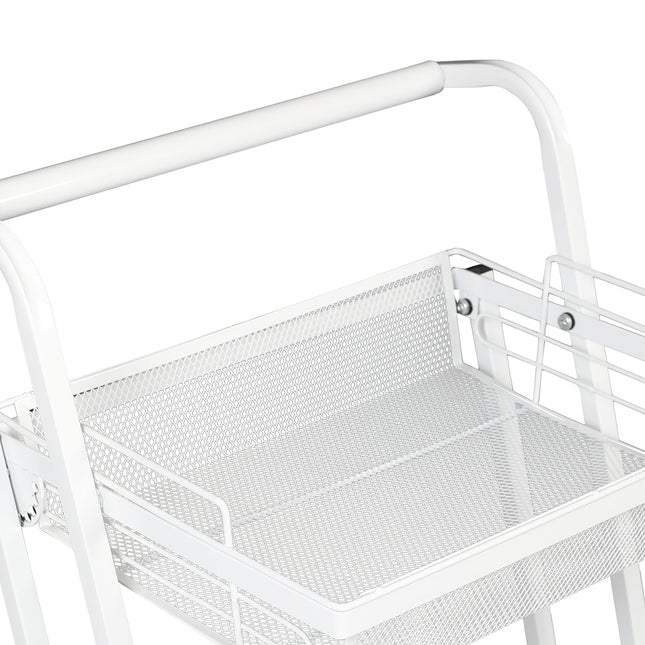 Levede 3 Tier Kitchen Trolley Cart Swivel White Colour-1954802798814171141