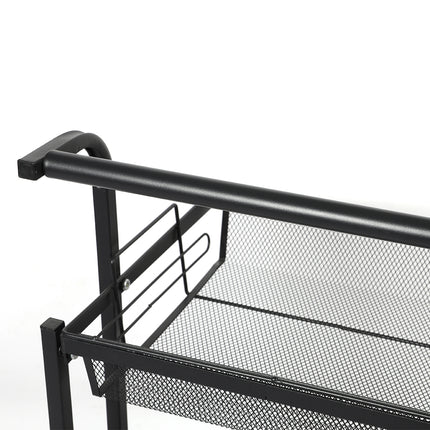 Levede 3 Tier Kitchen Trolley Cart Swivel Black Colour-1975420477254012933
